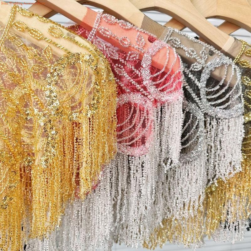 Stole Wedding Shawl - G92D مطرزة بالترتر مطرز بشراشيب شال