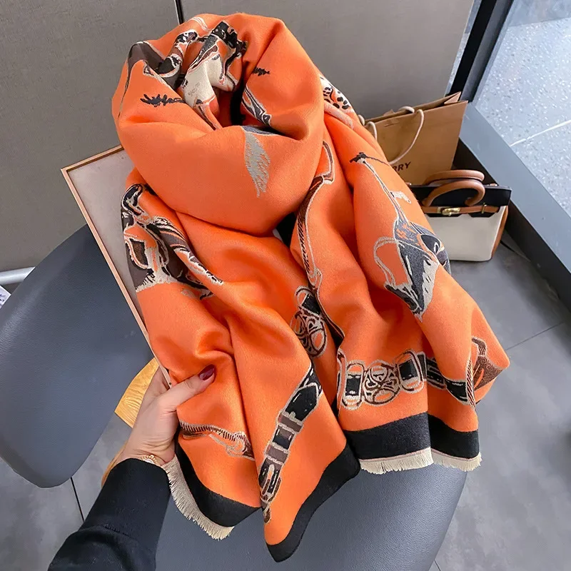 Woven Scarf Blanket - 2024 الفاخرة الدافئة الباشمينا شال المرأة