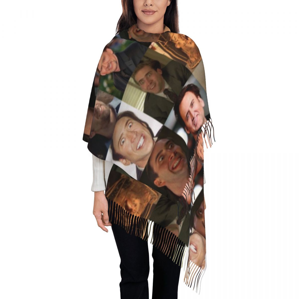 نيكولاس كيج مضحك الوجه ميمي شا - مراجعة Pashmina Wrap Large وسعره