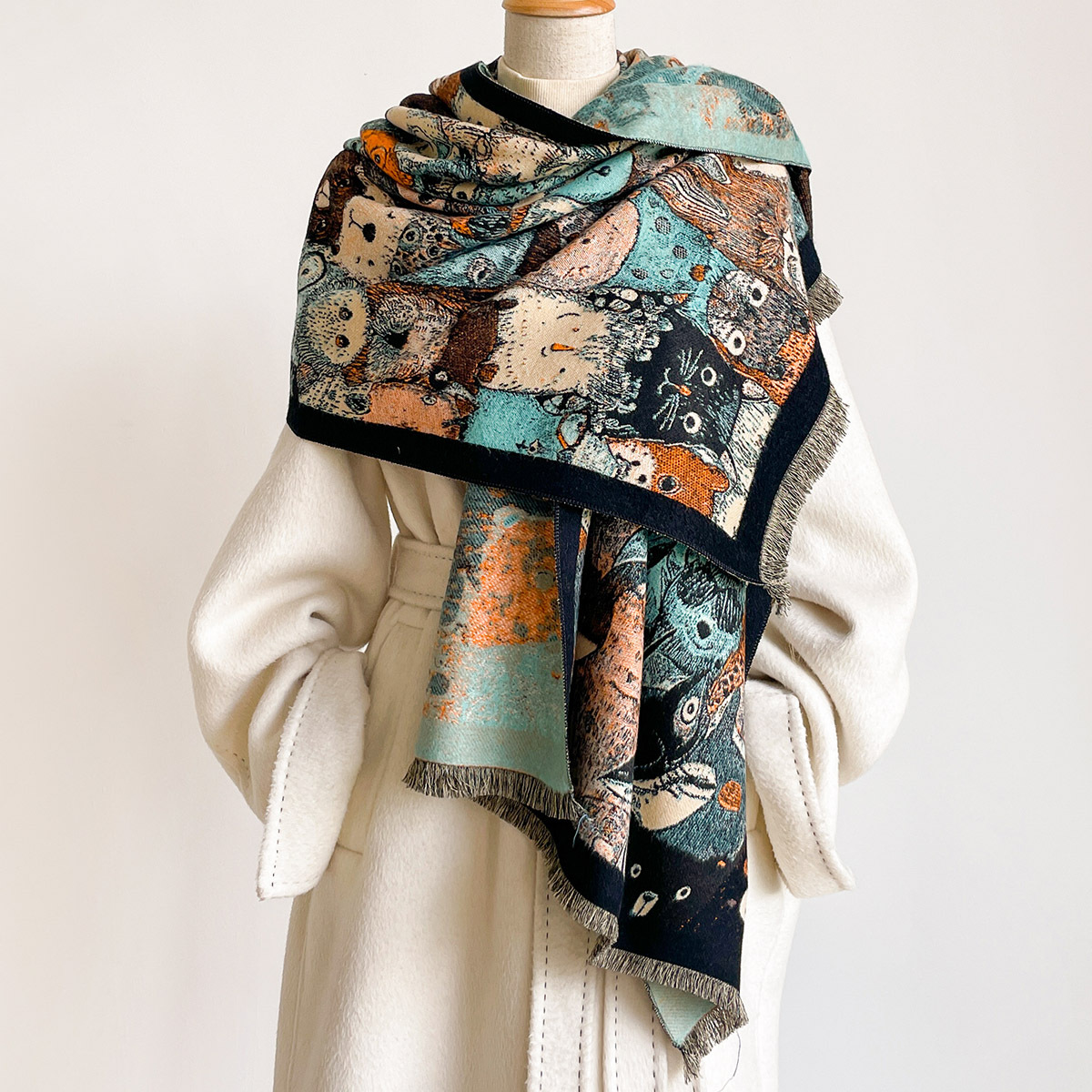 وشاح نسائي من الكشمير الصناعي، - مراجعة Pashmina Wrap Large وسعره