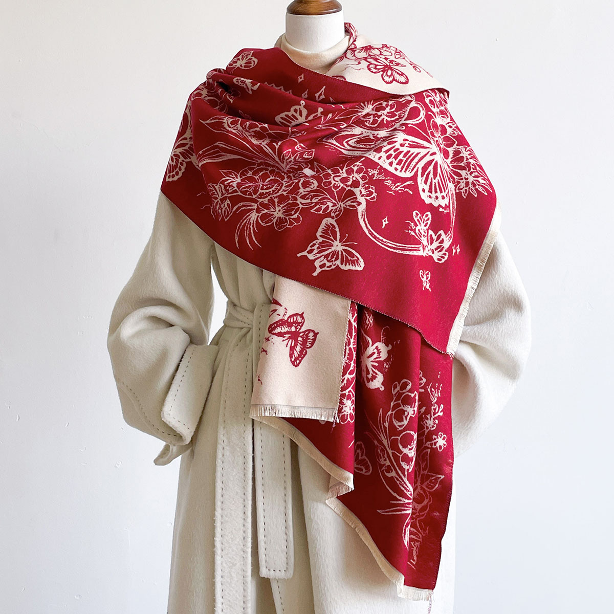 وشاح من الكشمير الصناعي مع شرا - مراجعة Pashmina Wrap Large وسعره
