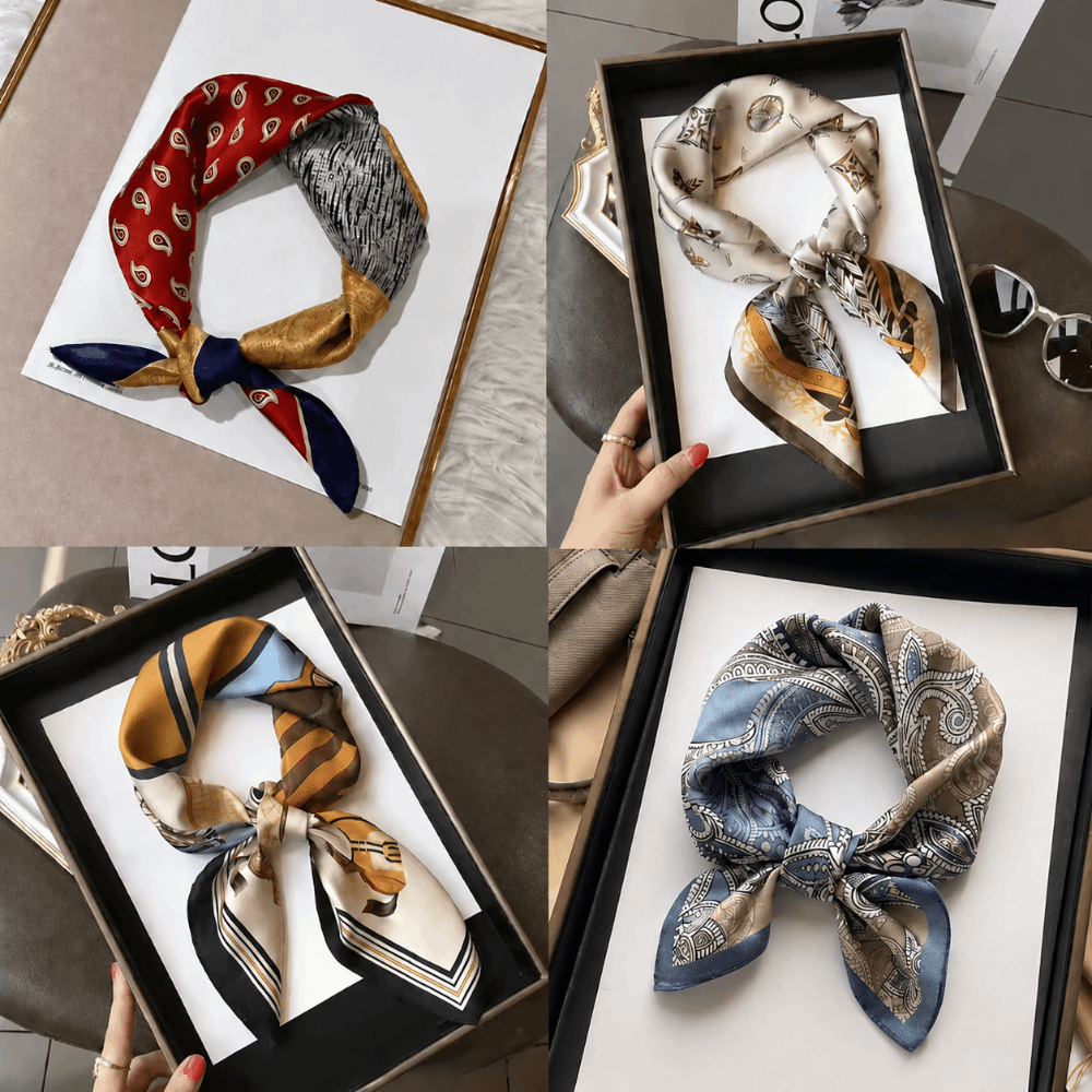 وشاح حريري مربع الشكل بطباعة ز - مراجعة Scarf Silk Square وسعره