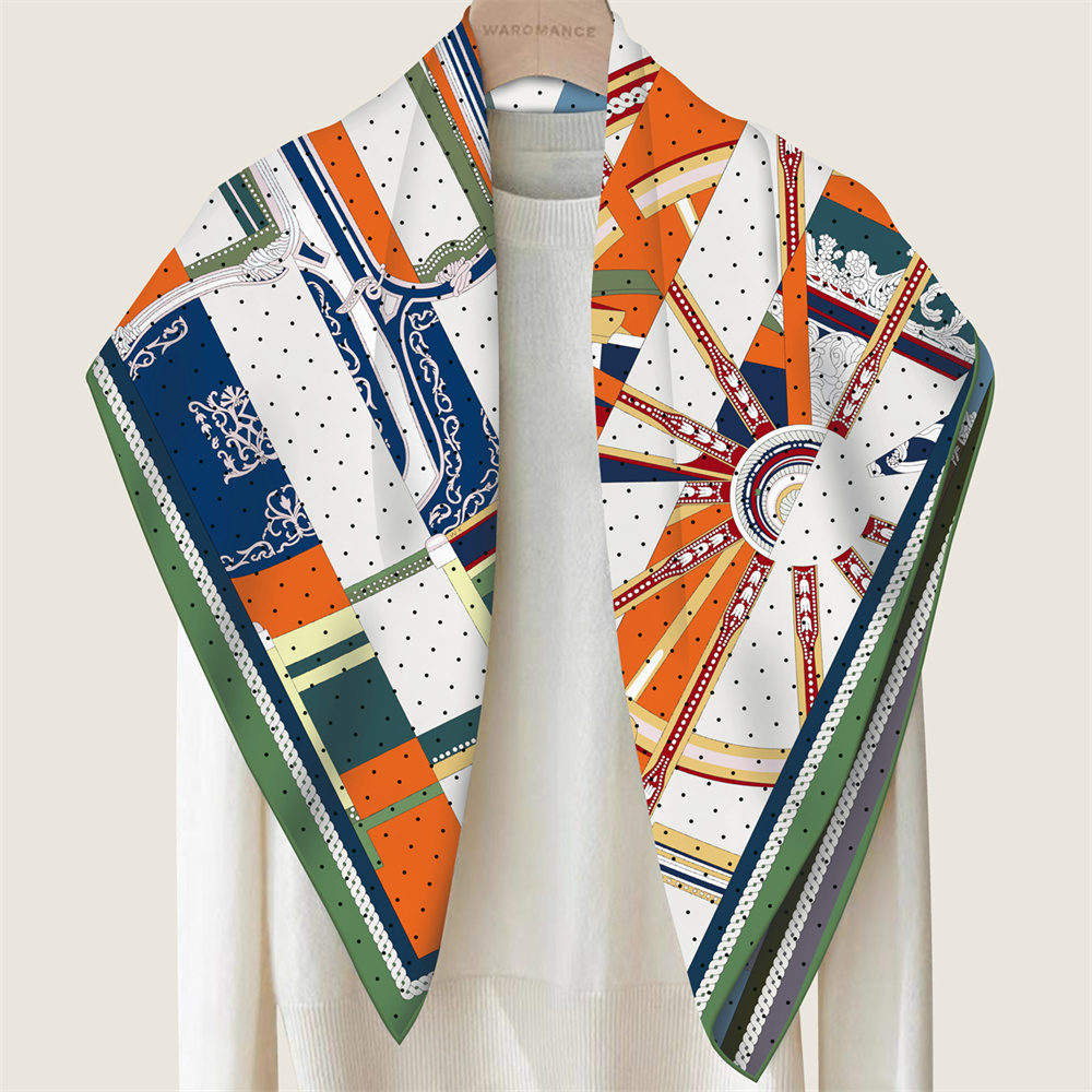 POBING اليد توالت حك وشاح حرير - مراجعة Scarf Silk Square وسعره